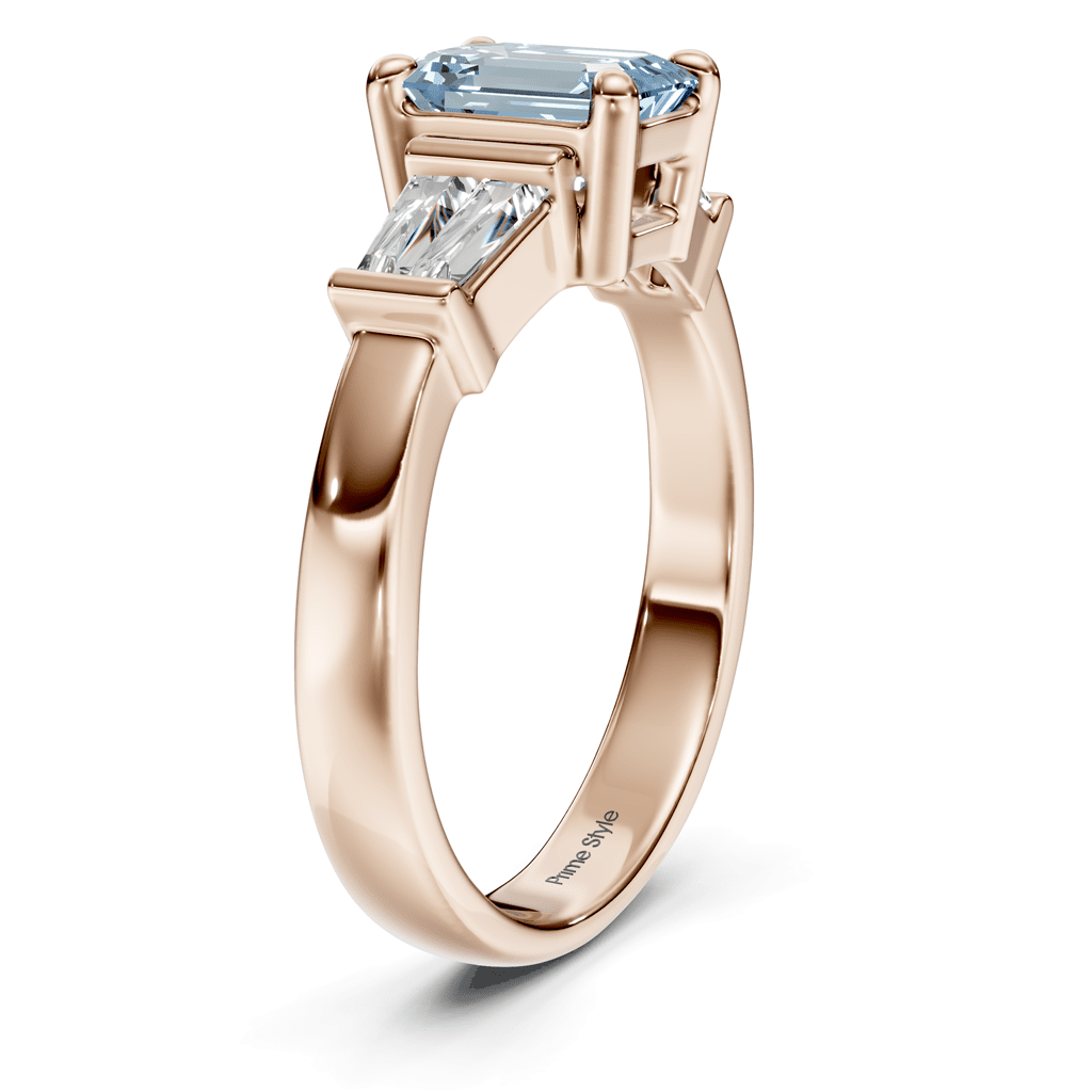 1.40 - 4.40 CT Emerald &amp; Taper Cut Fancy Blue Diamonds - Engagement Ring - Primestyle.com