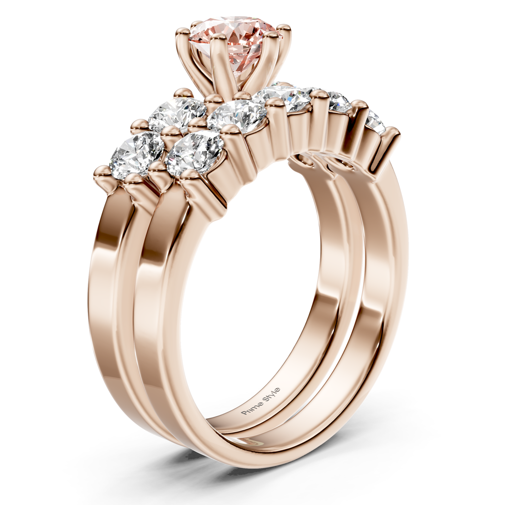 2.40-5.40 CT Round Cut Fancy Pink Diamonds - Bridal Set