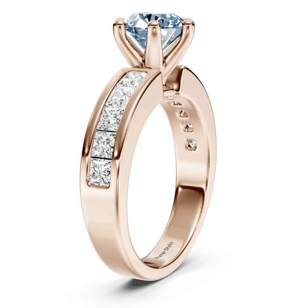 1.90 - 4.90 CT Princess &amp; Round Cut Fancy Blue Diamonds - Engagement Ring - Primestyle.com