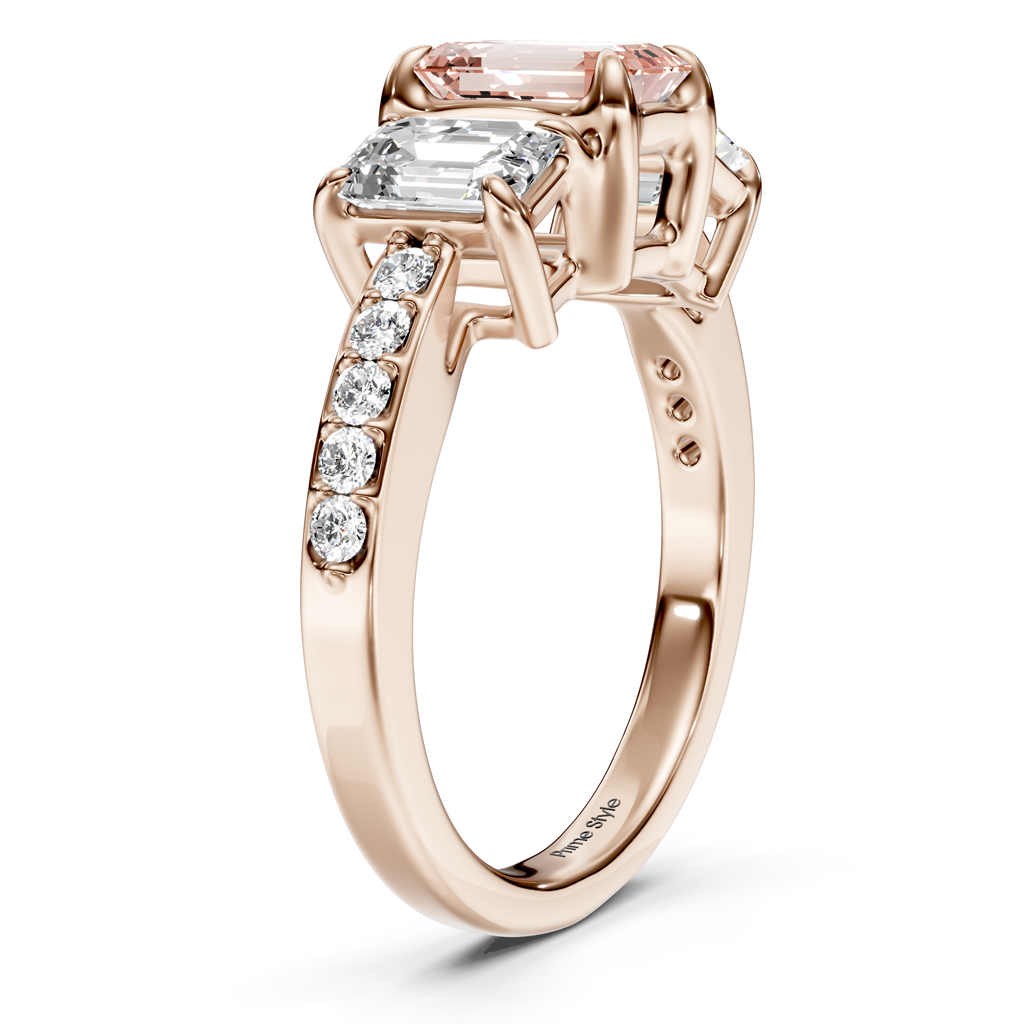 2.15-5.15 CT Emerald &amp; Round Cut Fancy Pink Diamonds - Engagement Ring