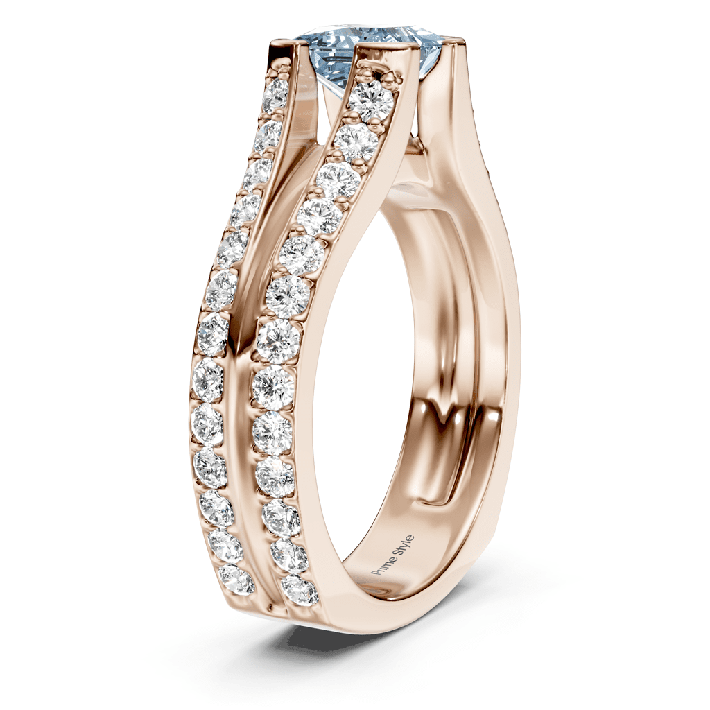 2.00-5.00 CT Princess & Round Cut Fancy Blue Diamonds - Engagement Ring