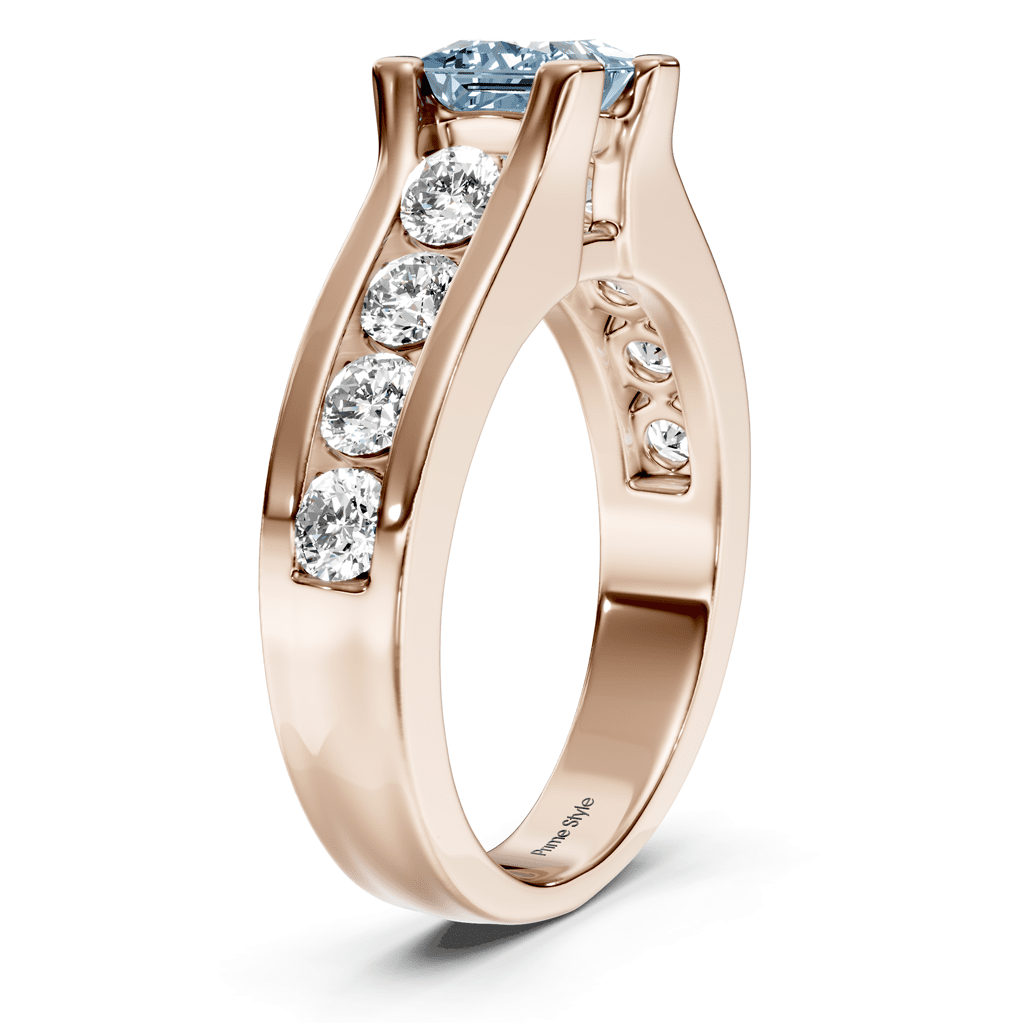 1.80-4.80 CT Princess & Round Cut Fancy Blue Diamonds - Engagement Ring