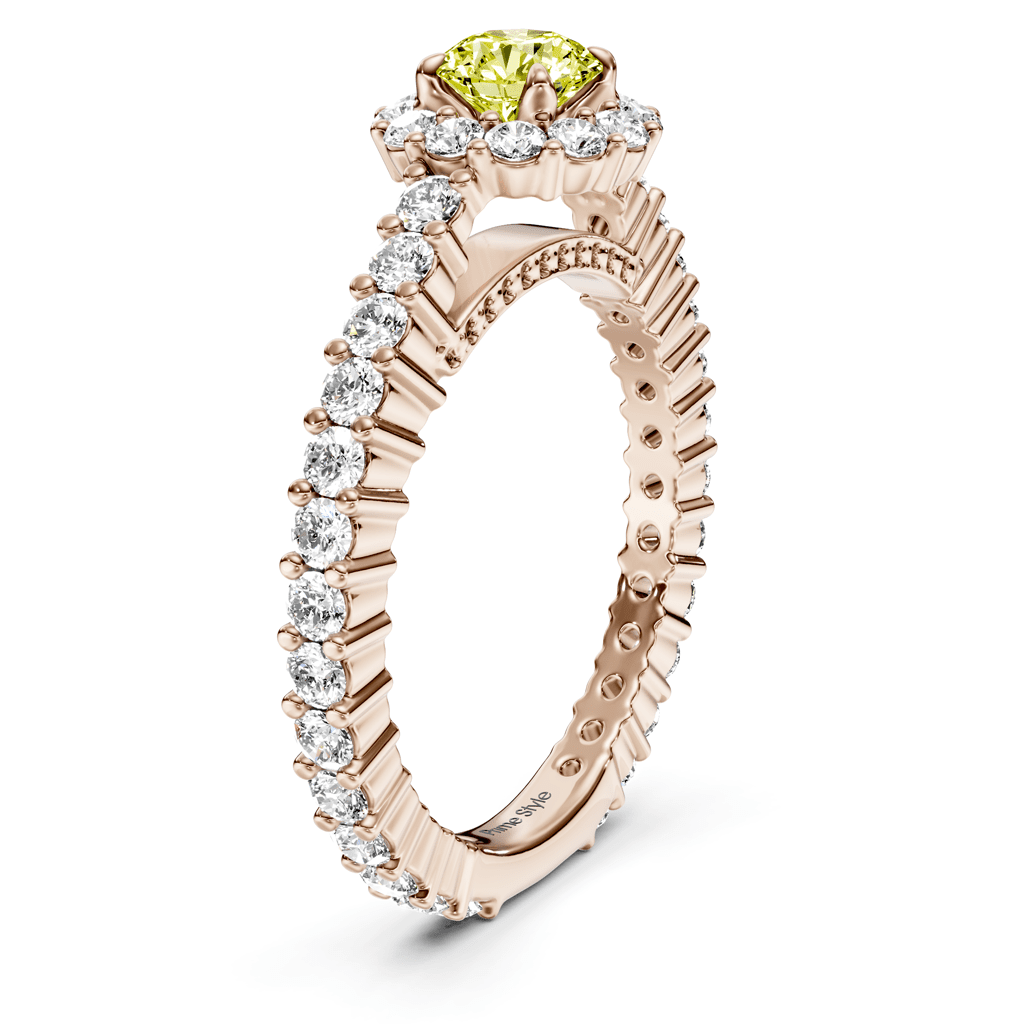 1.85 - 4.85 CT Round Cut Fancy Yellow Diamonds - Engagement Ring - Primestyle.com