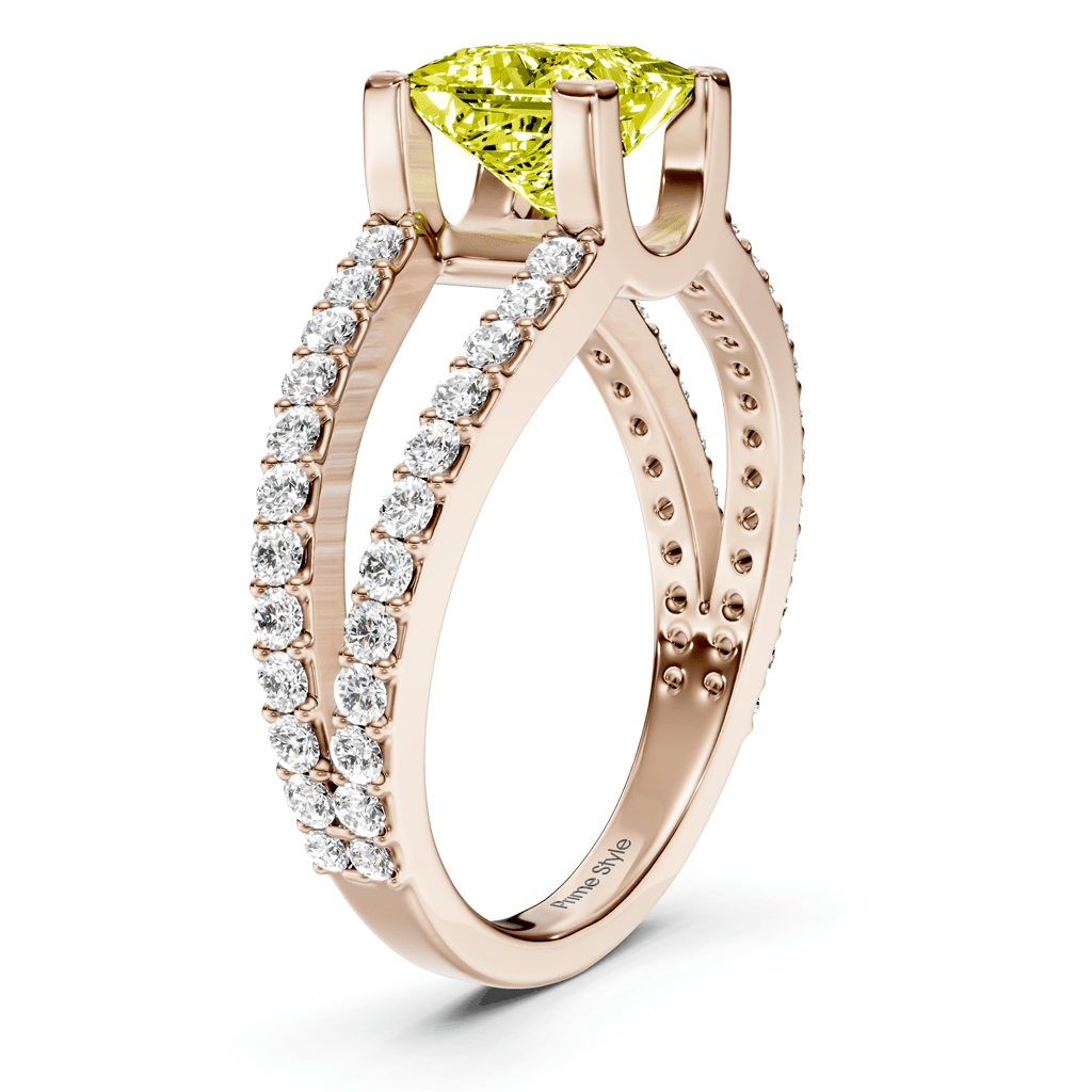 1.50-4.50 CT Princess & Round Cut Fancy Yellow Diamonds - Engagement Ring