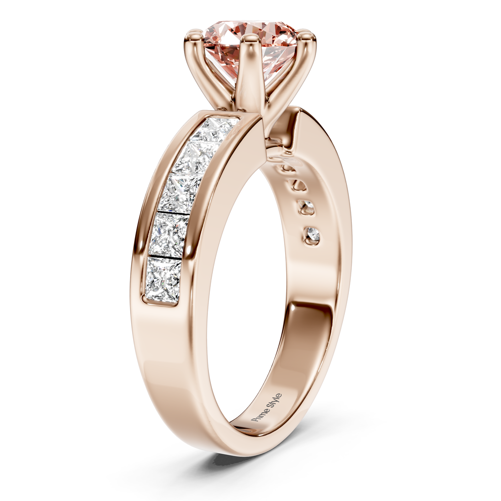 1.90-4.90 CT Princess &amp; Round Cut Fancy Pink Diamonds - Engagement Ring