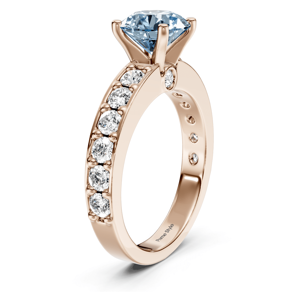 1.80 - 4.80 CT Round Cut Fancy Blue Diamonds - Engagement Ring - Primestyle.com