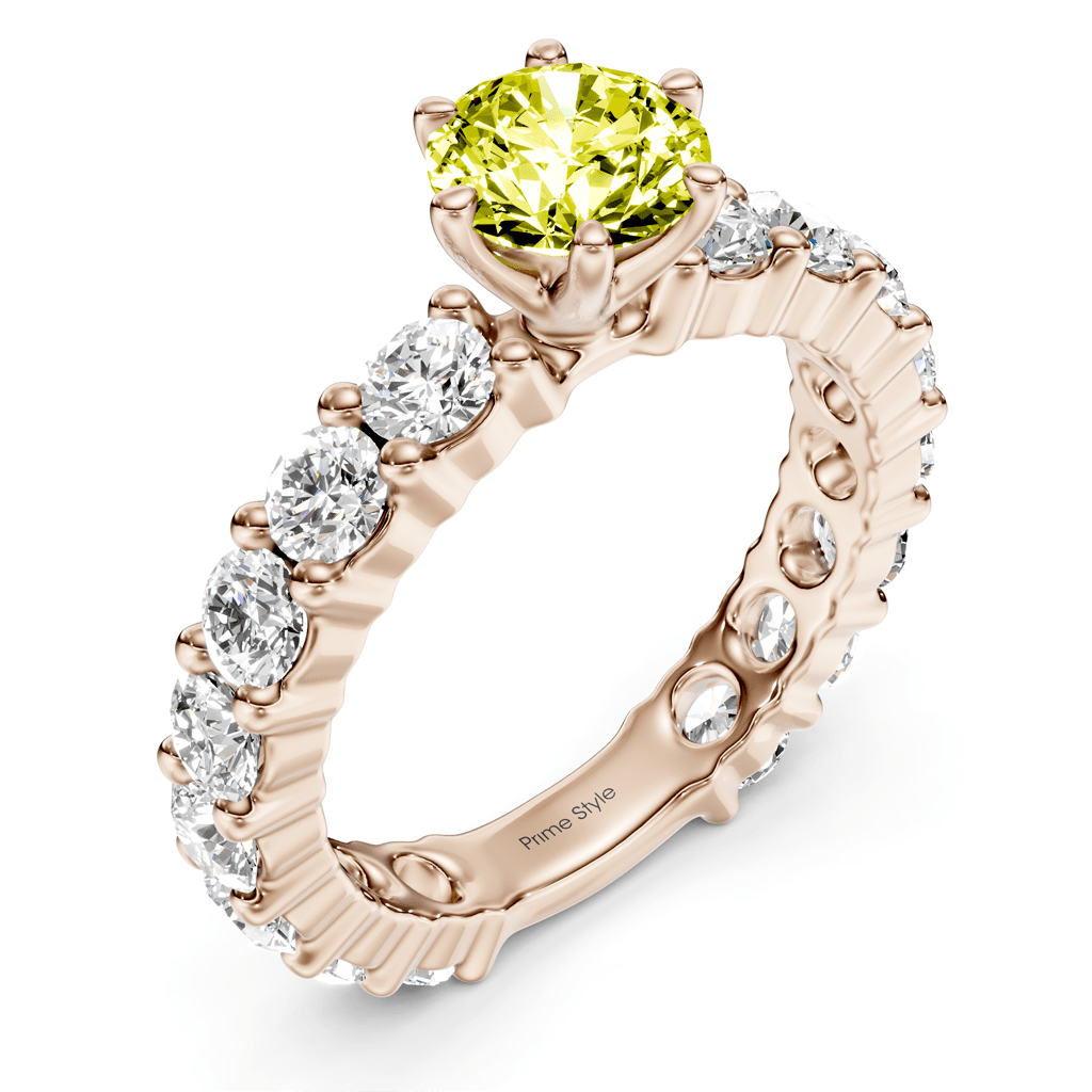 3.40 - 6.40 CT Emerald &amp; Round Cut Fancy Yellow Diamonds - Engagement Ring - Primestyle.com