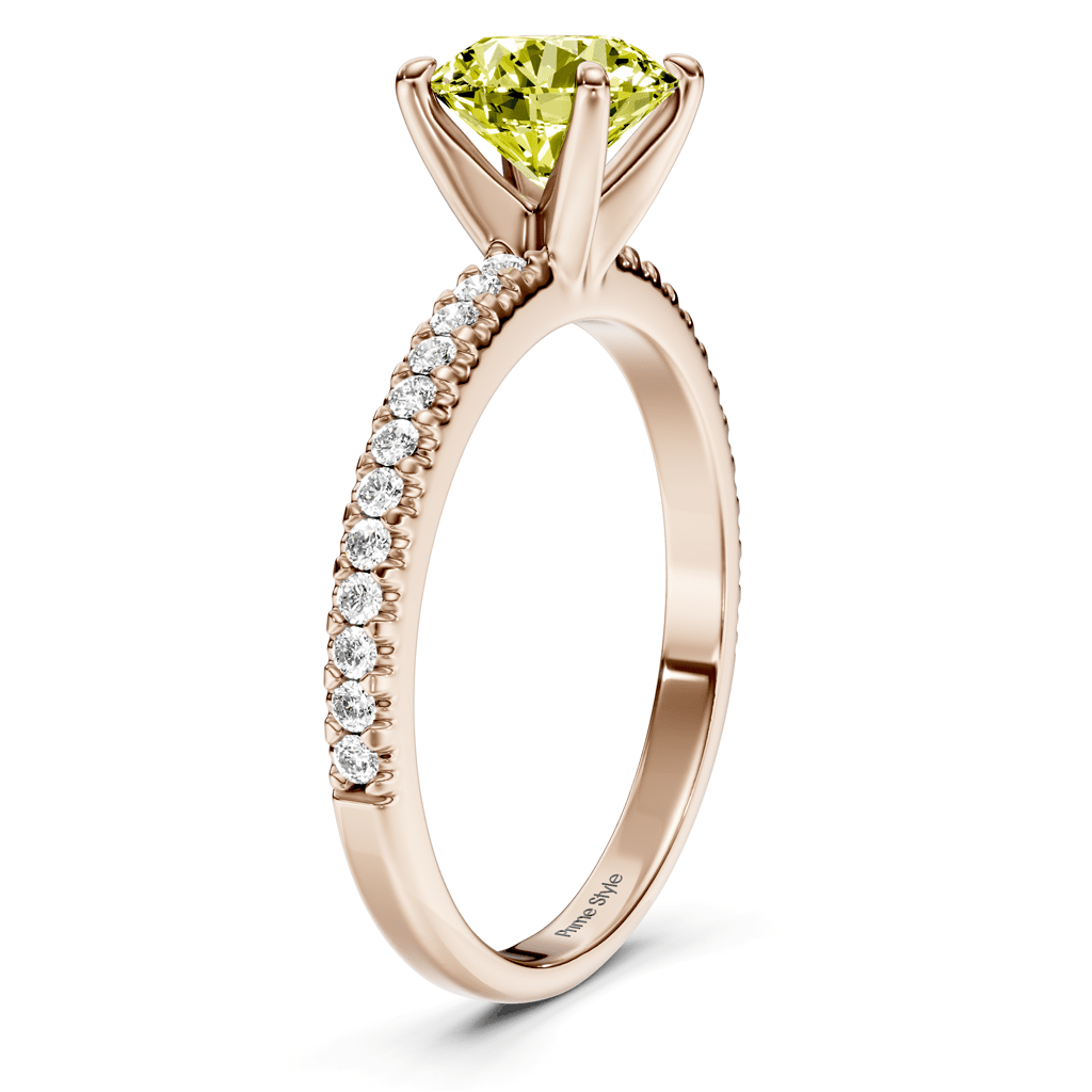 1.20 - 4.20 CT Round Cut Fancy Yellow Diamonds - Engagement Ring - Primestyle.com