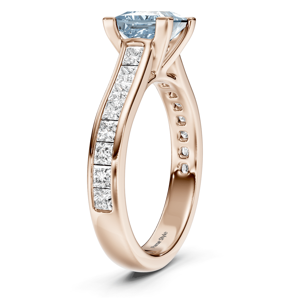 1.80-4.80 CT Princess Cut Fancy Blue Diamonds - Engagement Ring