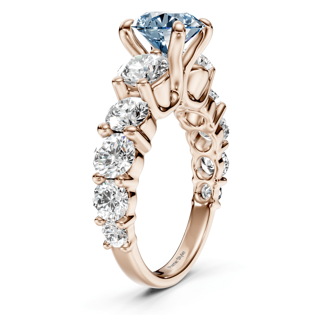 3.50-6.50 CT Round Cut Fancy Blue Diamonds - Engagement Ring
