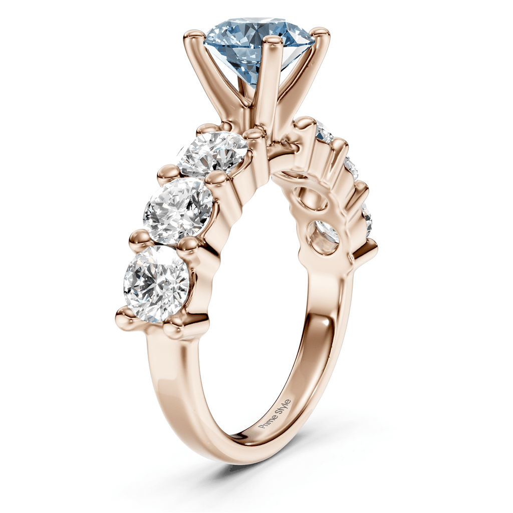 2.50-5.50 CT Round Cut Fancy Blue Diamonds - Engagement Ring