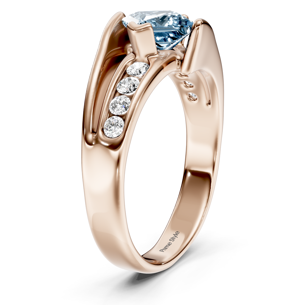 1.25-4.25 CT Princess &amp; Round Cut Fancy Blue Diamonds - Engagement Ring