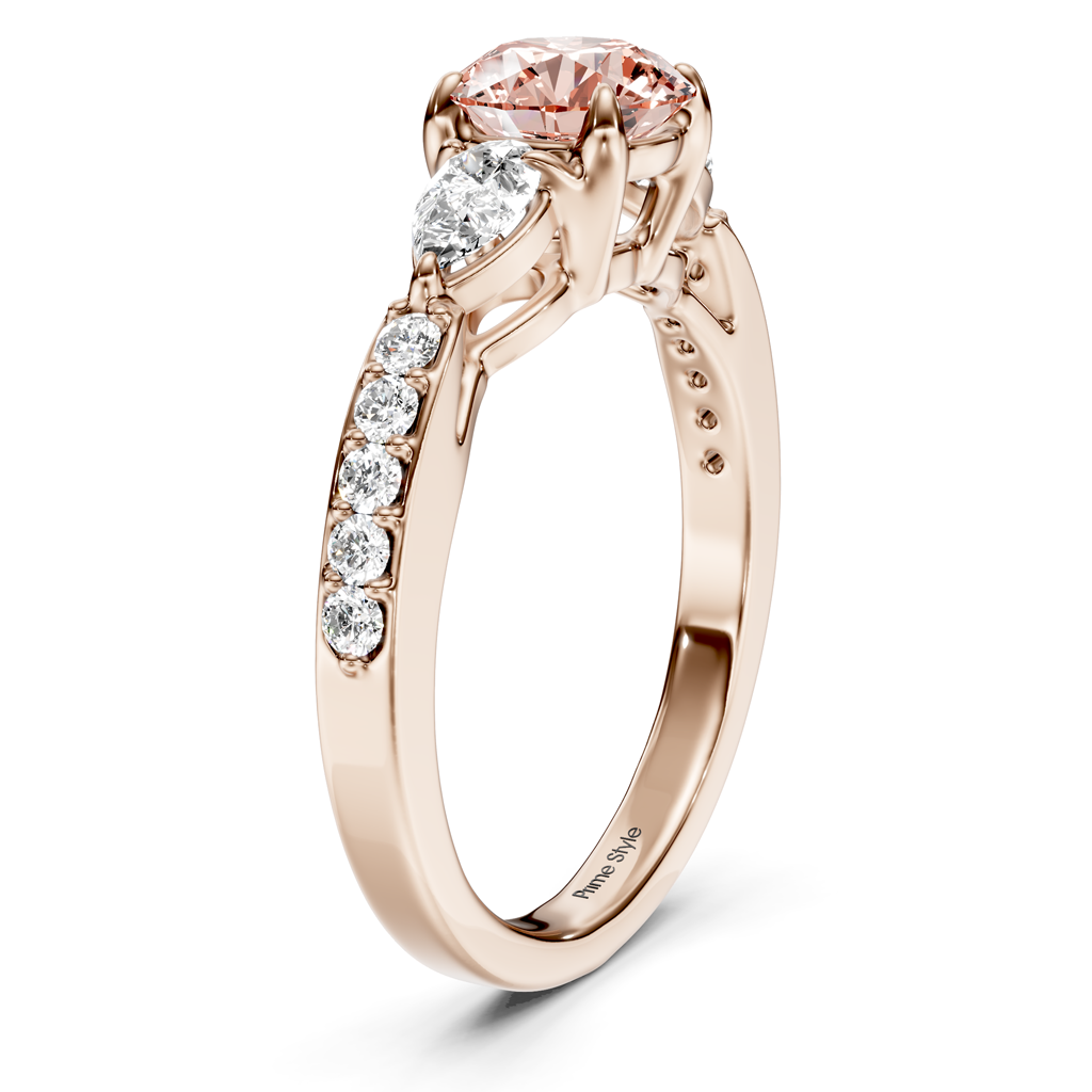 1.50-4.50 CT Pear &amp; Round Cut Fancy Pink Diamonds - Engagement Ring