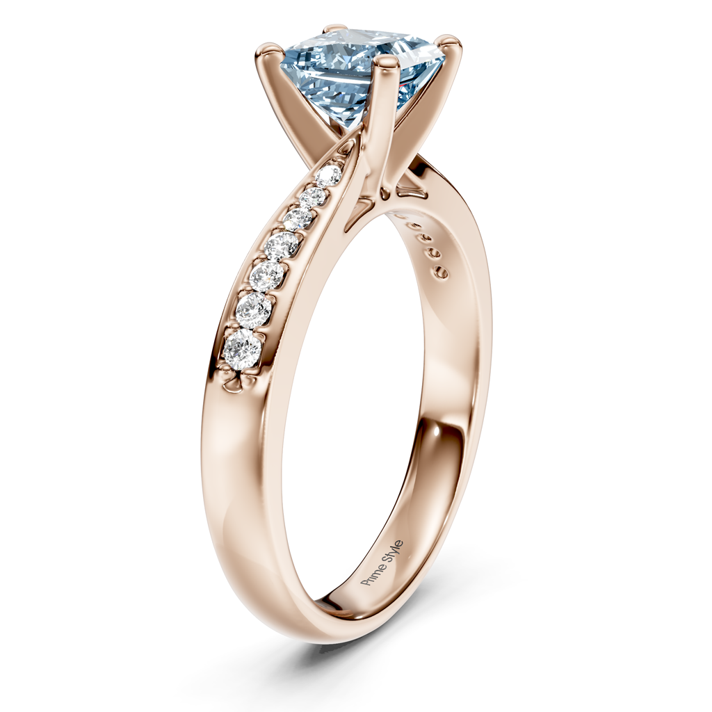 1.15-4.15 CT Princess &amp; Round Cut Fancy Blue Diamonds - Engagement Ring