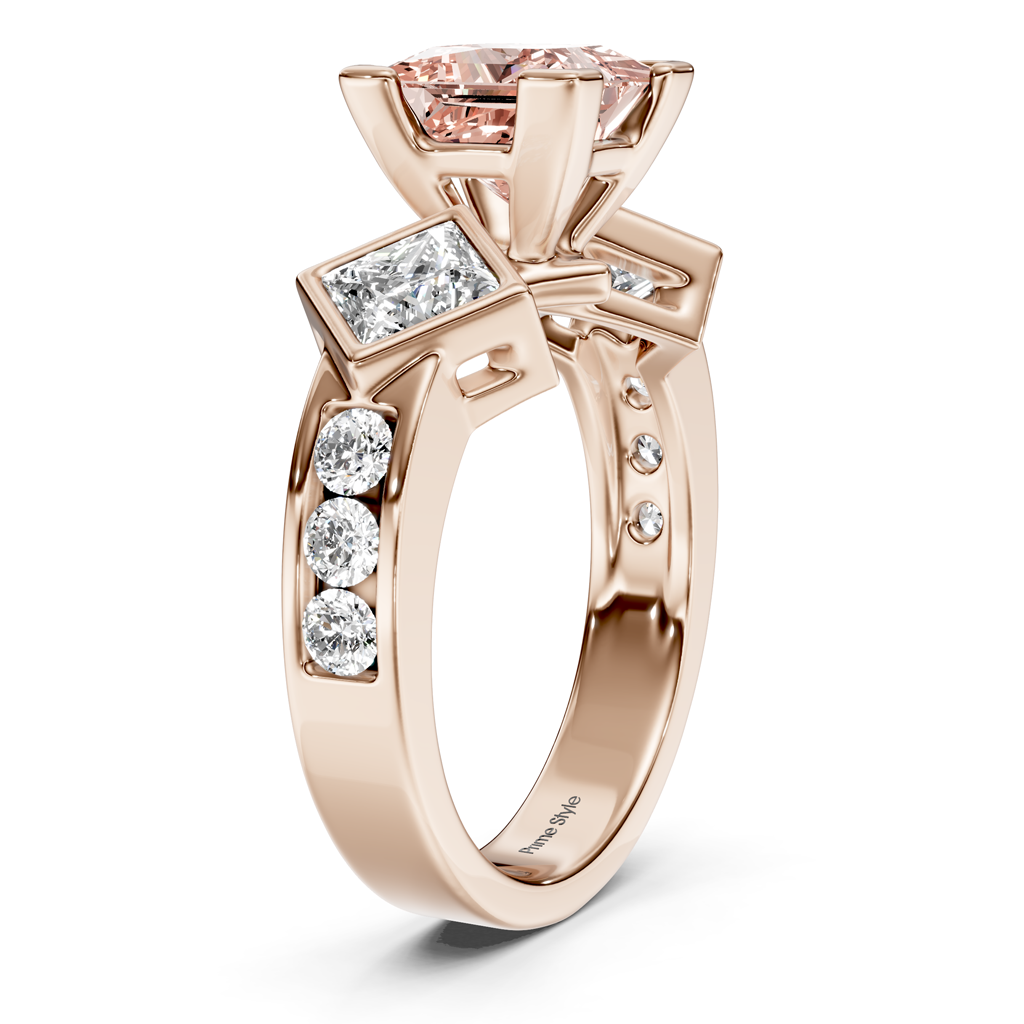 2.20-5.20 CT Princess &amp; Round Cut Fancy Pink Diamonds - Engagement Ring