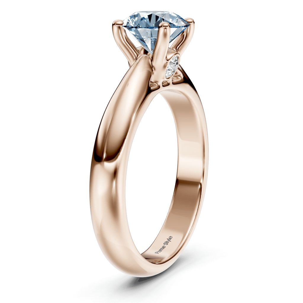 1.10-4.10 CT Round Cut Fancy Blue Diamonds - Engagement Ring