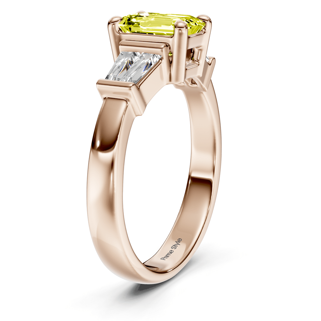 1.40 - 4.40 CT Emerald &amp; Taper Cut Fancy Yellow Diamonds - Engagement Ring - Primestyle.com