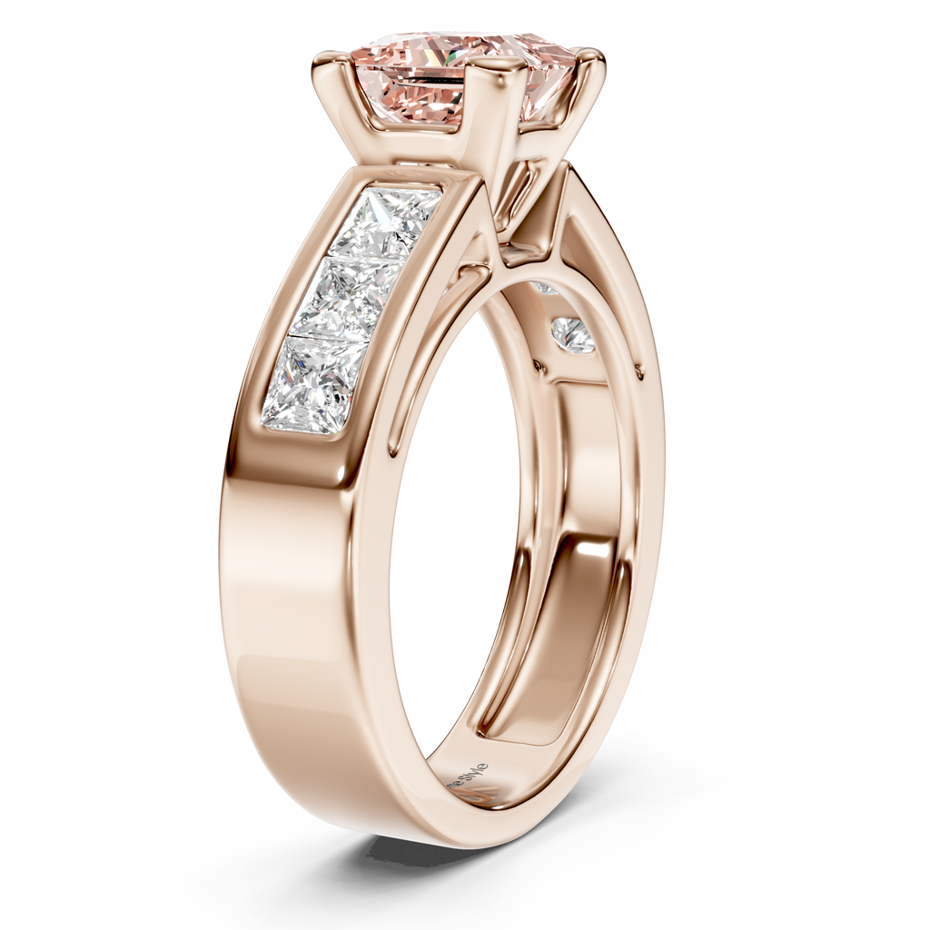 2.05-5.05 CT Princess Cut Fancy Pink Diamonds - Engagement Ring