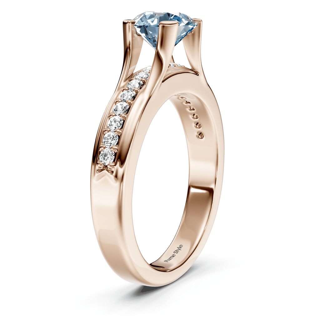 1.25-4.25 CT Round Cut Fancy Blue Diamonds - Engagement Ring