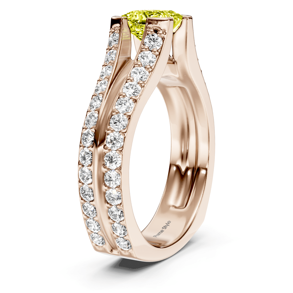 2.00 - 5.00 CT Princess &amp; Round Cut Fancy Yellow Diamonds - Engagement Ring - Primestyle.com