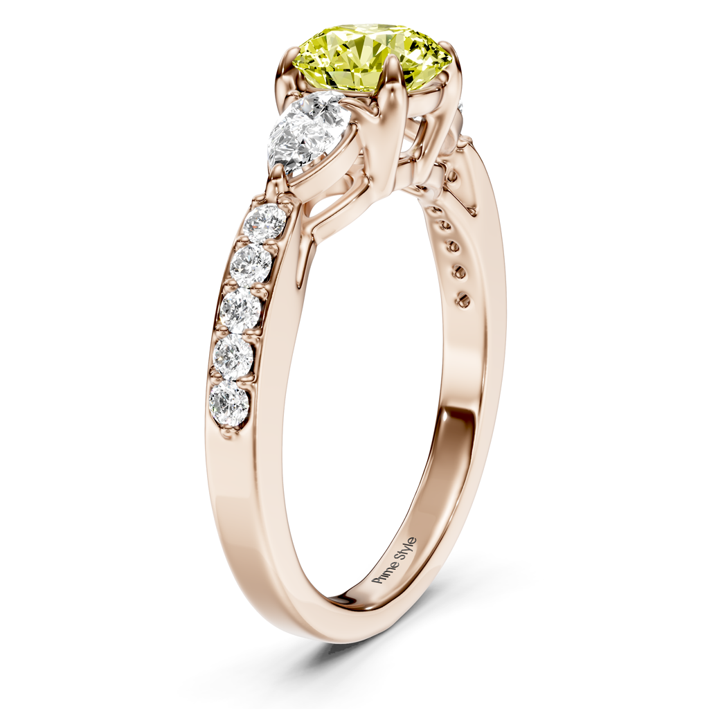 1.50-4.50 CT Pear &amp; Round Cut Fancy Yellow Diamonds - Engagement Ring
