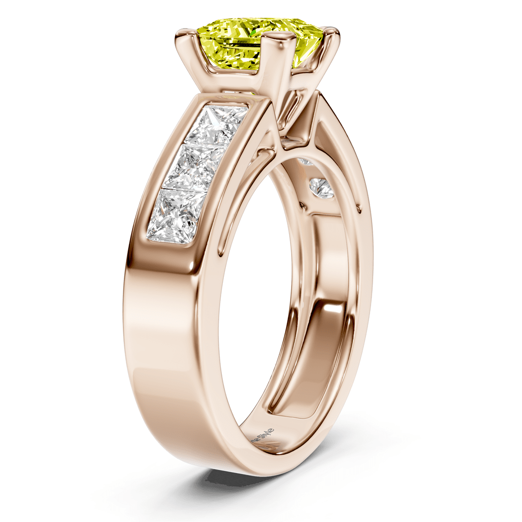 2.05 - 5.05 CT Princess Cut Fancy Yellow Diamonds - Engagement Ring - Primestyle.com