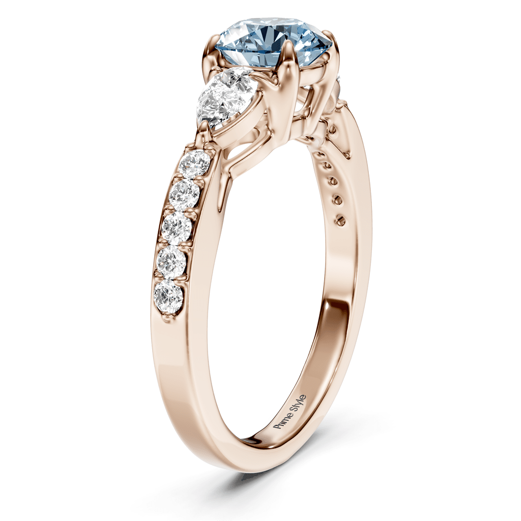 1.50-4.50 CT Pear & Round Cut Fancy Blue Diamonds - Engagement Ring