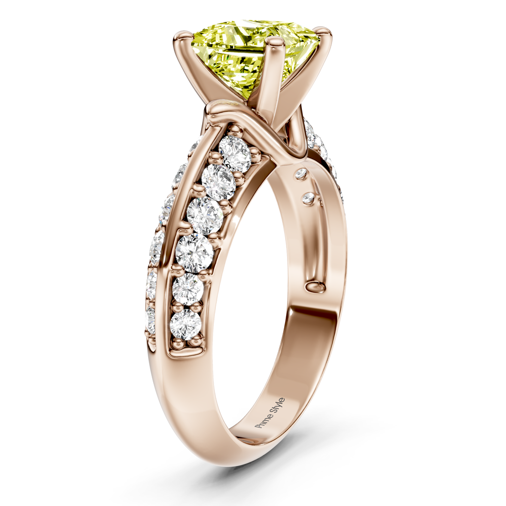 1.65-4.65 CT Princess &amp; Round Cut Fancy Yellow Diamonds - Engagement Ring