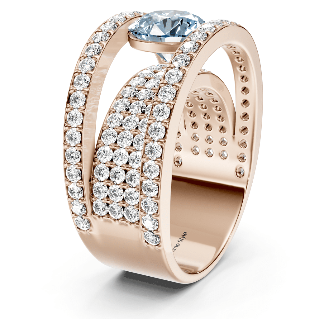 2.80 - 5.80 CT Round Cut Fancy Blue Diamonds - Engagement Ring - Primestyle.com