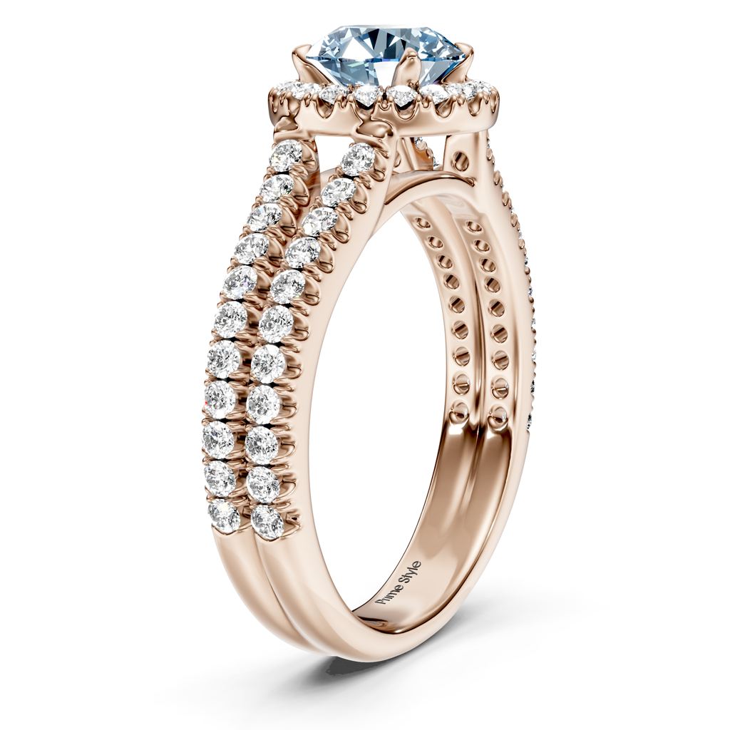 1.60-4.60 CT Round Cut Fancy Blue Diamonds - Engagement Ring