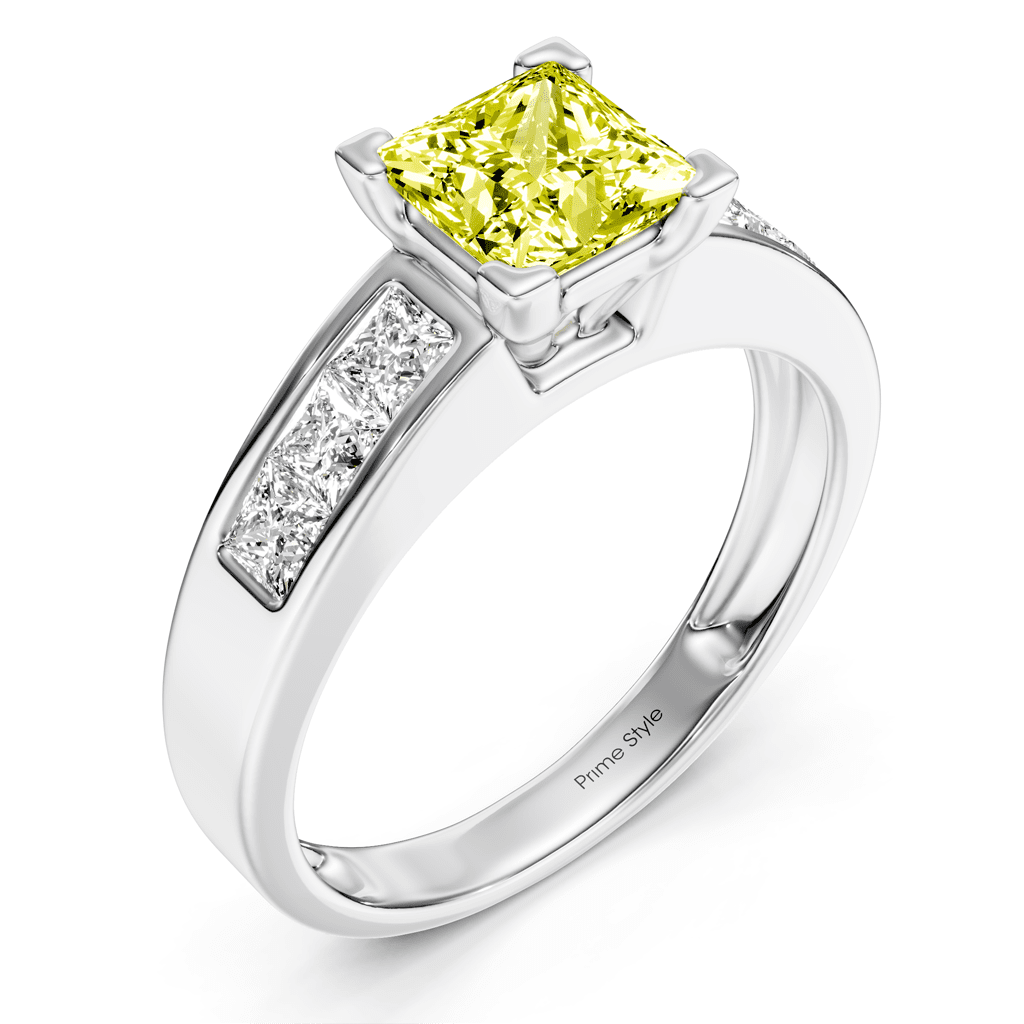 1.80-4.80 CT Princess Cut Fancy Yellow Diamonds - Engagement Ring
