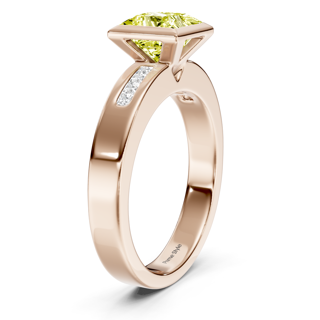 1.20-4.20 CT Princess Cut Fancy Yellow Diamonds - Engagement Ring