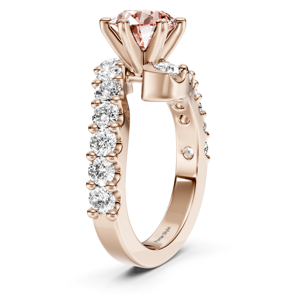 2.30-5.30 CT Emerald &amp; Round Cut Fancy Pink Diamonds - Engagement Ring