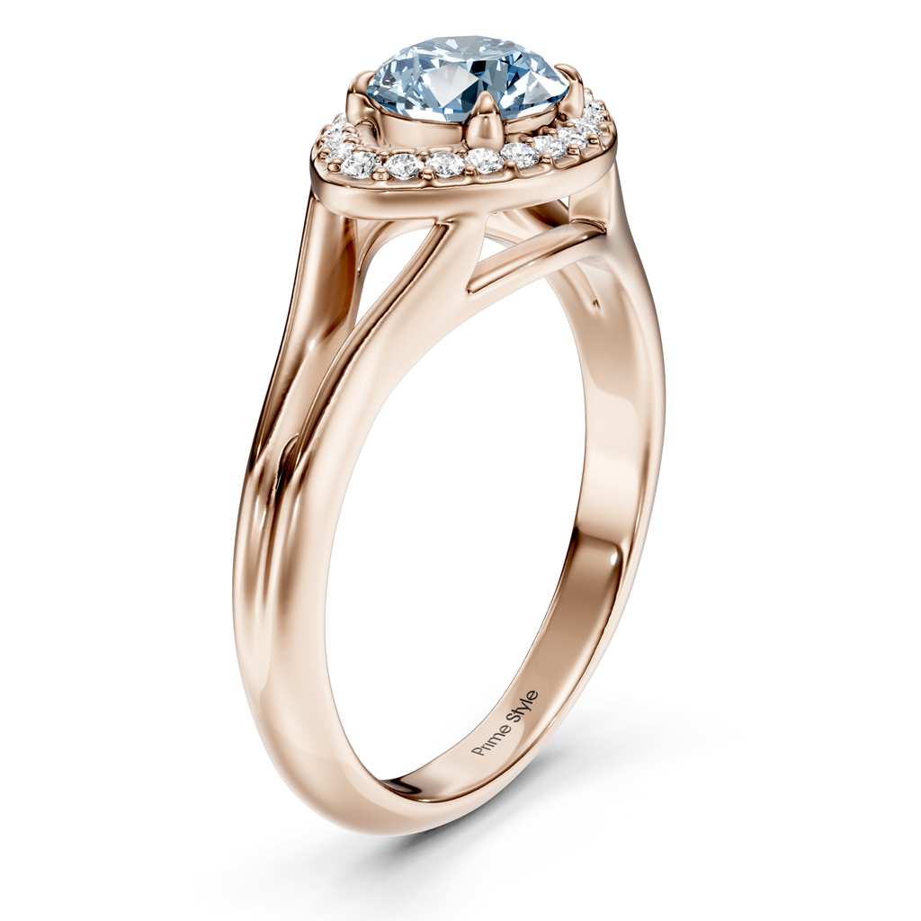 1.10-4.10 CT Round Cut Fancy Blue Diamonds - Engagement Ring