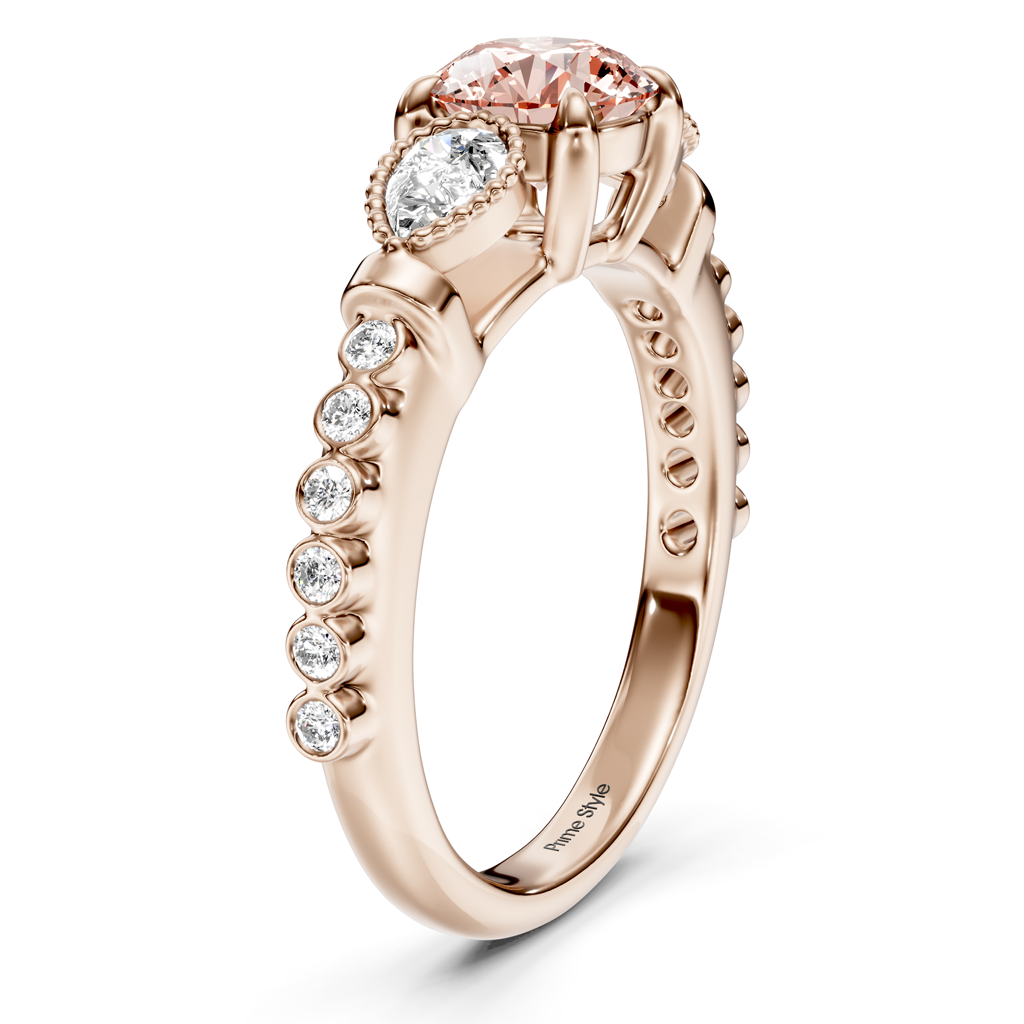 1.42-4.42 CT Pear &amp; Round Cut Fancy Pink Diamonds - Engagement Ring