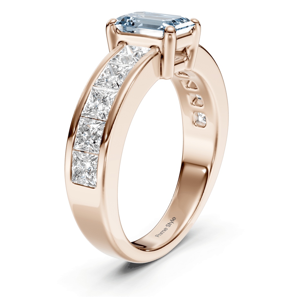 2.50-5.50 CT Emerald & Princess Cut Fancy Blue Diamonds - Engagement Ring