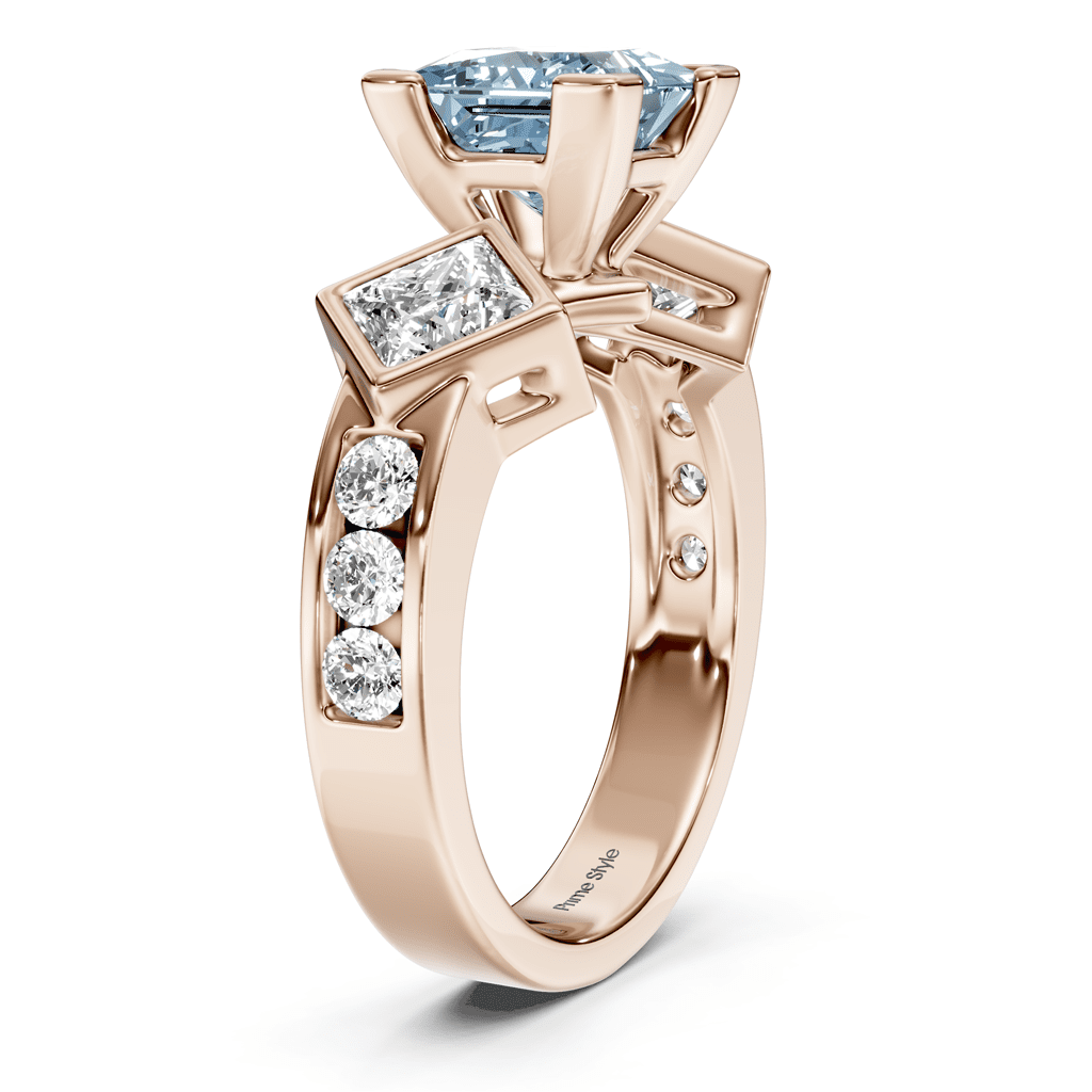 2.20 - 5.20 CT Princess &amp; Round Cut Fancy Blue Diamonds - Engagement Ring - Primestyle.com