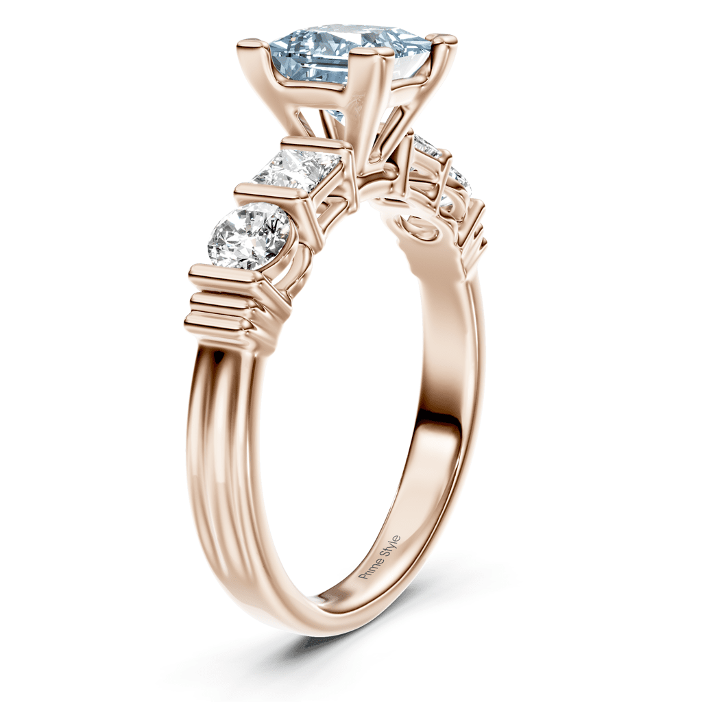1.70 - 4.70 CT Princess &amp; Round Cut Fancy Blue Diamonds - Engagement Ring - Primestyle.com