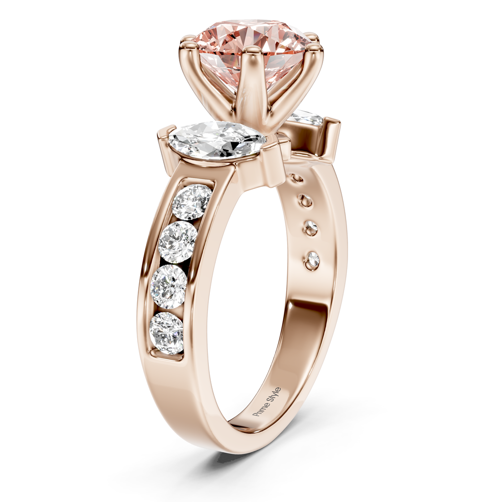 1.85-4.85 CT Marquise &amp; Round Cut Fancy Pink Diamonds - Engagement Ring