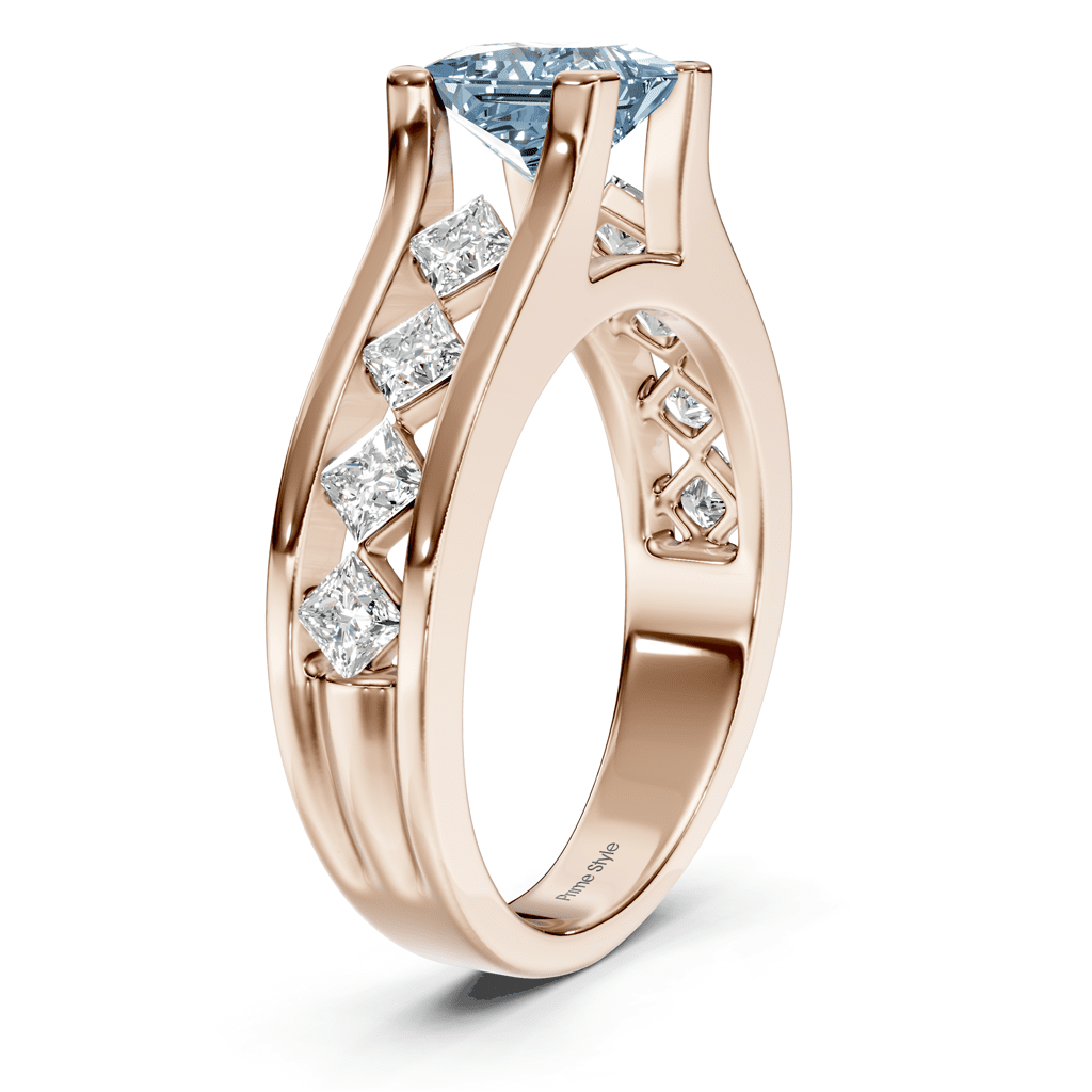 1.80-4.80 CT Princess Cut Fancy Blue Diamonds - Engagement Ring