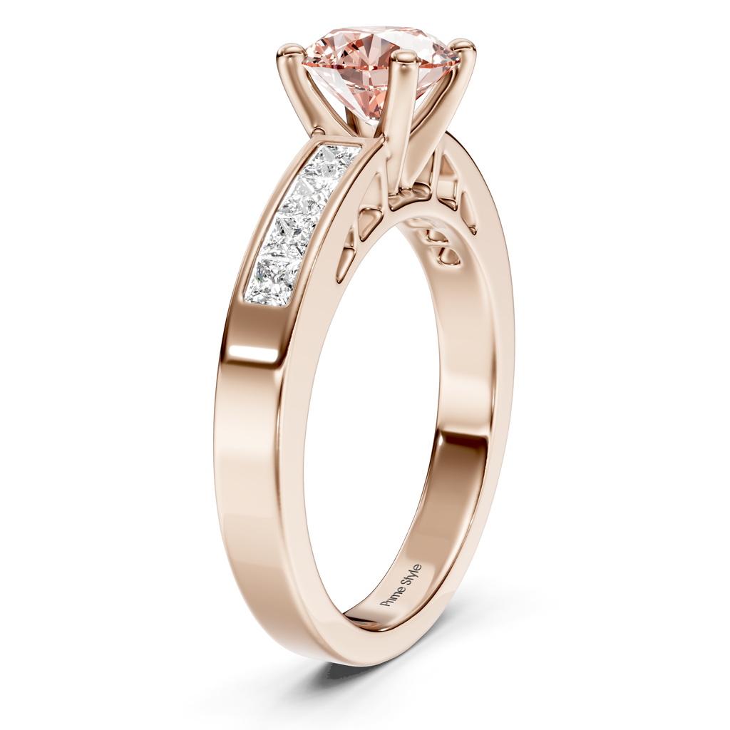 1.50-4.50 CT Princess &amp; Round Cut Fancy Pink Diamonds - Engagement Ring