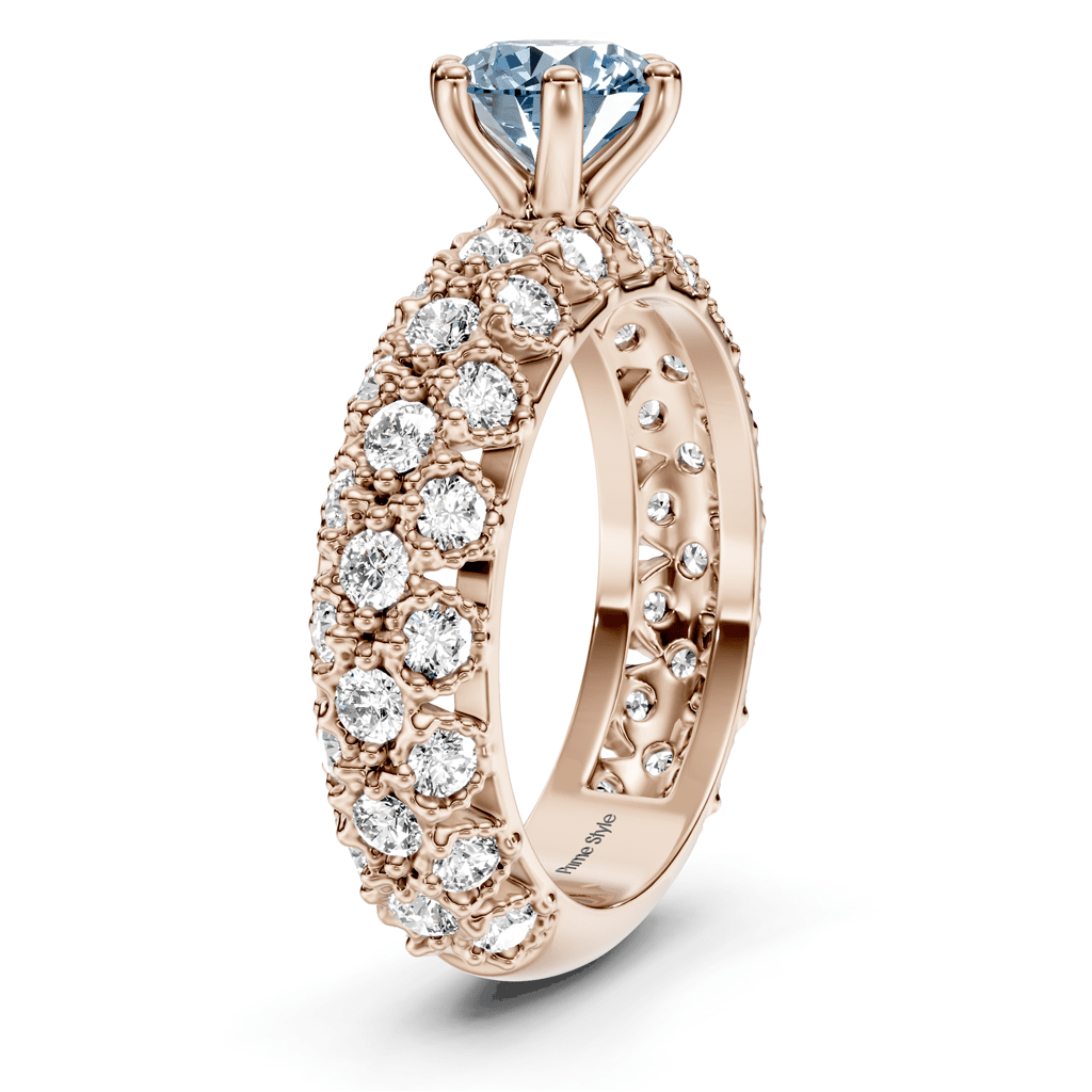 2.50 - 5.50 CT Round Cut Fancy Blue Diamonds - Engagement Ring - Primestyle.com