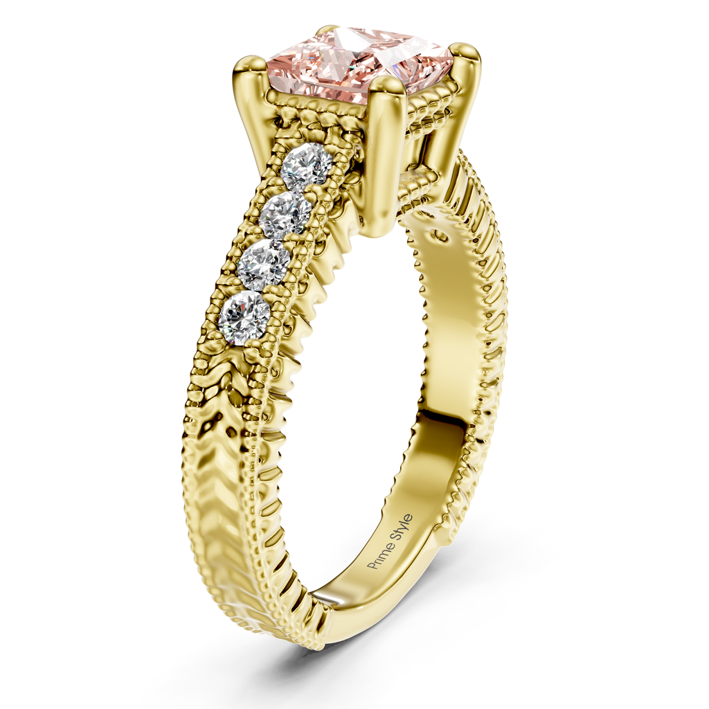 1.30-4.30 CT Princess &amp; Round Cut Fancy Pink Diamonds - Engagement Ring