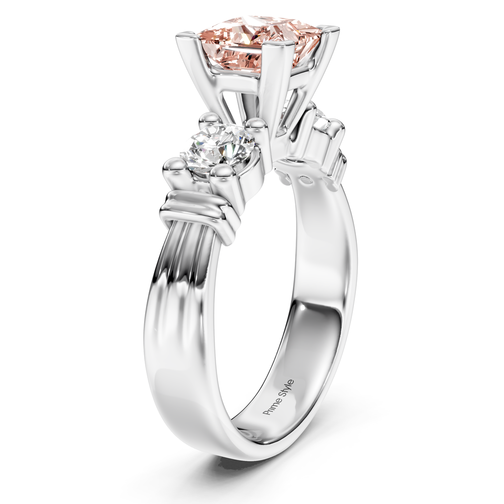 1.50-4.50 CT Princess &amp; Round Cut Fancy Pink Diamonds - Engagement Ring