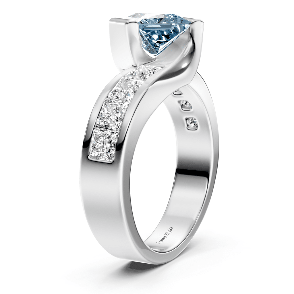 2.60 - 5.60 CT Princess Cut Fancy Blue Diamonds - Engagement Ring - Primestyle.com