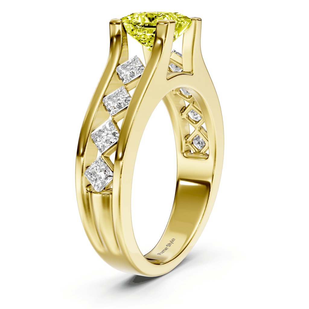 1.80 - 4.80 CT Princess Cut Fancy Yellow Diamonds - Engagement Ring - Primestyle.com