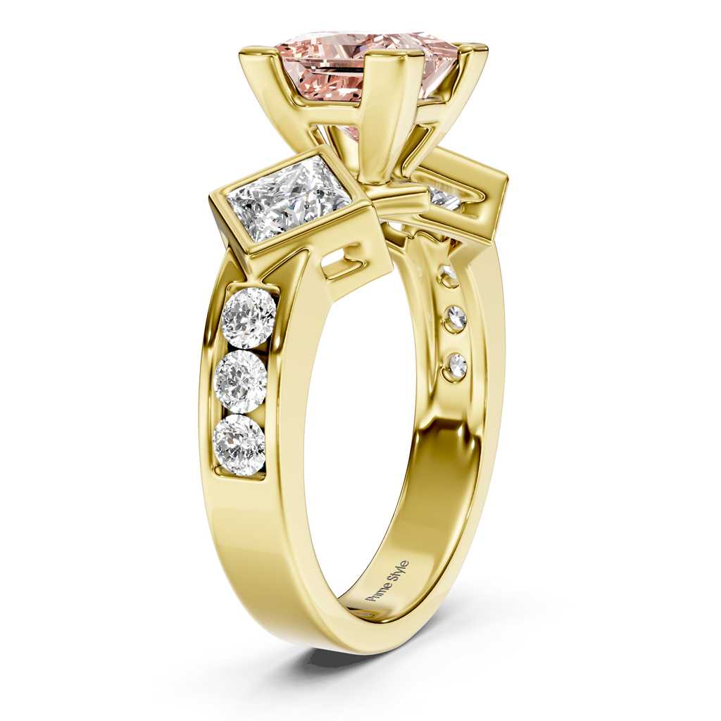 2.20-5.20 CT Princess &amp; Round Cut Fancy Pink Diamonds - Engagement Ring