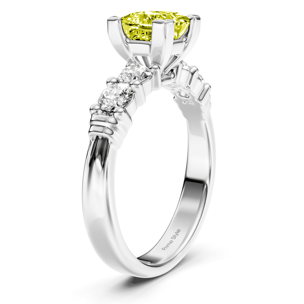 1.55-4.55 CT Princess & Round Cut Fancy Yellow Diamonds - Engagement Ring