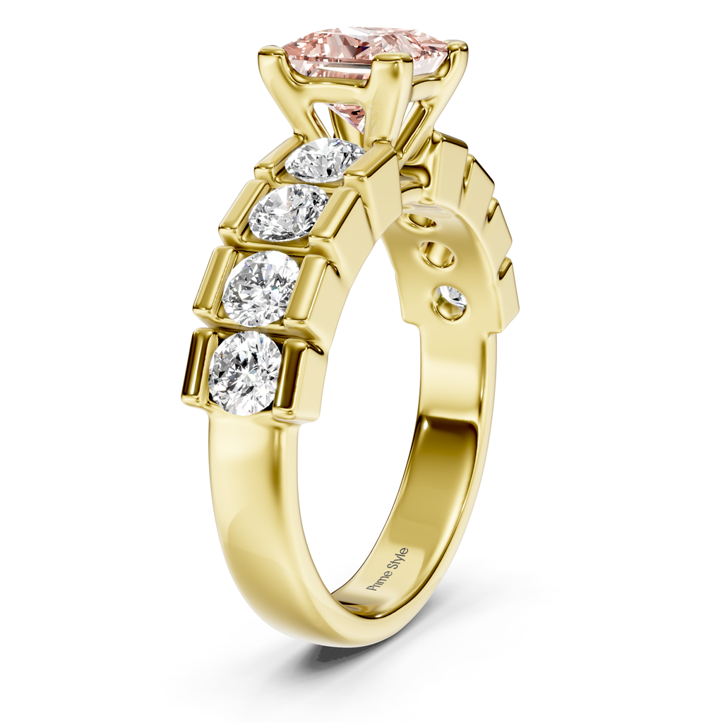 2.05-5.05 CT Princess &amp; Round Cut Fancy Pink Diamonds - Engagement Ring