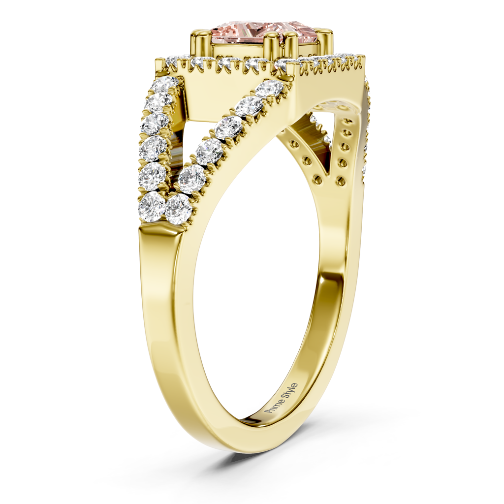 1.45-4.45 CT Princess &amp; Round Cut Fancy Pink Diamonds - Engagement Ring